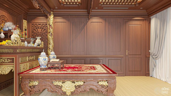 Vật liệu tự nhiên là lựa chọn hàng đầu trong thiết kế phòng thờ