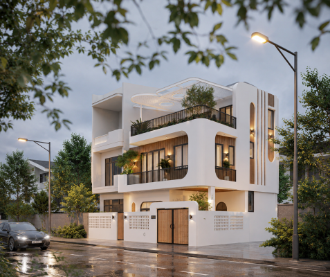 nhà phố 2 tầng 1 tum hiện đại