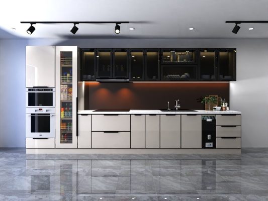 Tủ bếp Inox cánh kính